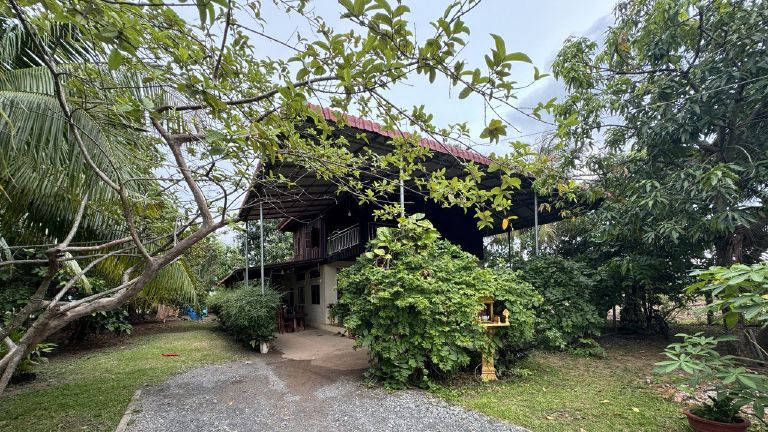 Traditional Cambodian homestay exterior